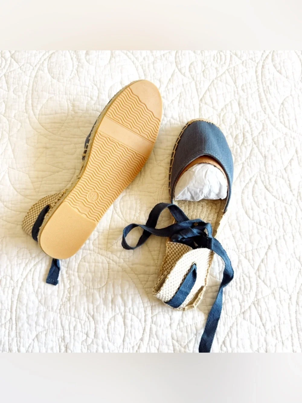 A Couple Of Lines Blue Spanish Espadrille Flats Women’s Size 8.5 NWT